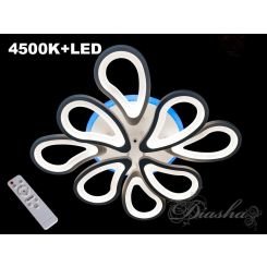 Потолочная LED-люстра с диммером и подсветкой Diasha 8075-4+4WHLEDDIMMER2